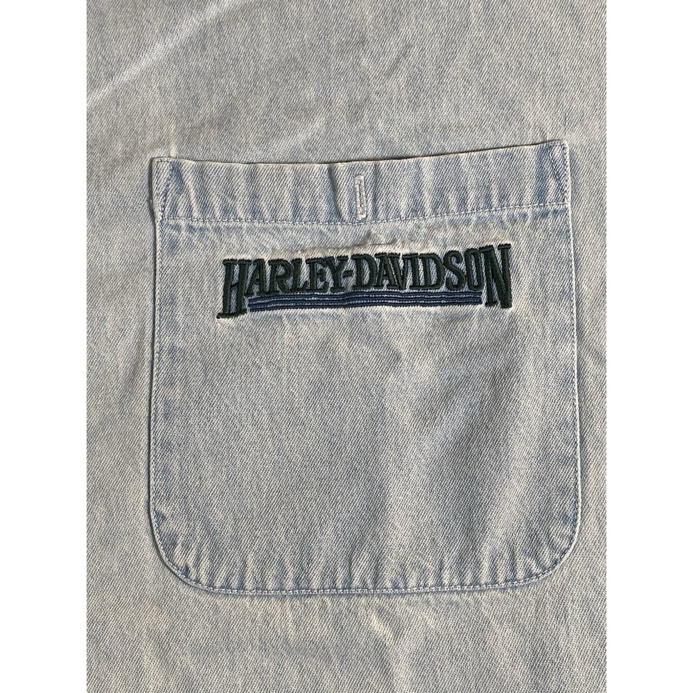 Harley Davidson Men's XL Long Sleeve Vintage Button Up Denim Shirt - Picture 7 of 16